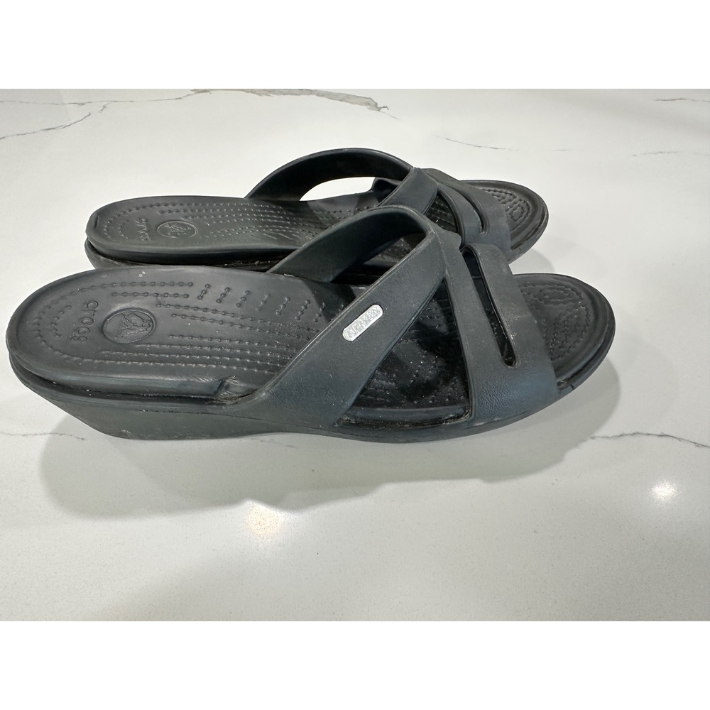 Crocs Comfort Slide Sandals Casual Everyday Shoes Black Women's Size 9